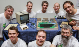 The Pomme One project team, replica of the Apple I