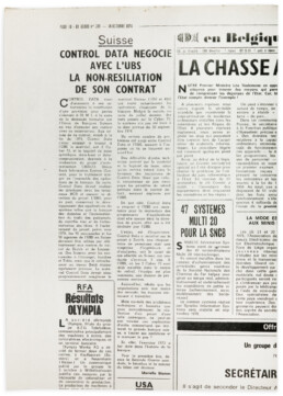 14/10/1974: le premier article de la correspondante en Suisse de 01 Informatique Marielle Stamm. Le début d’une belle, et prolifique carrière de journaliste: plus de 4000 articles écrits en 23 ans! 