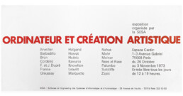 Invitation à «Ordinateur et création artistique», avec la liste des artistes exposés.