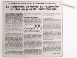 Chronique de l’informatique de Marielle Stamm dans le Journal de Genève du 28/11/1980.
